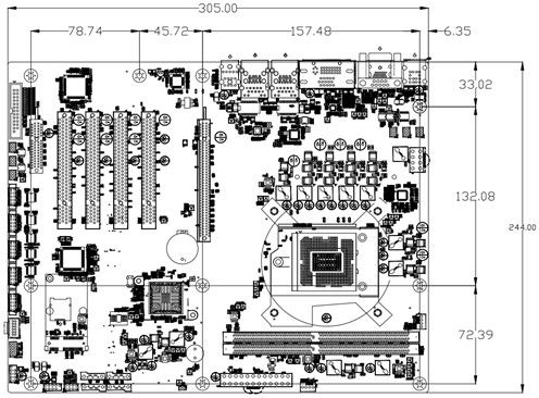 Intel H110 PC industriel carte mère Ddr4 6 Com 3 Lan 1 × PCIE X16 2 × PCIE X4 4 × PCI