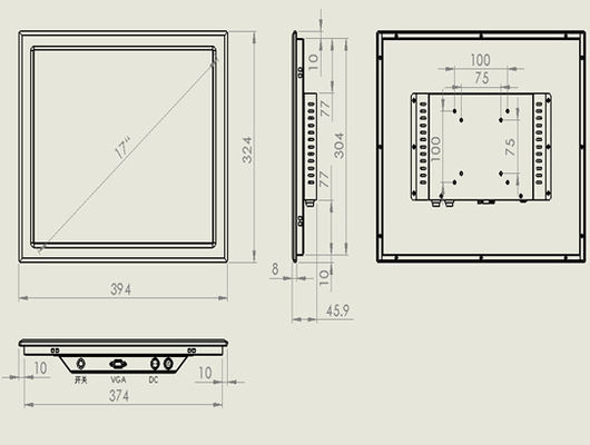 HLZ-X170N 17 pouces moniteur de panneau industriel