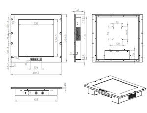 300 cd/m2 Luminosité Moniteur industriel robuste Écran tactile 17 pouces