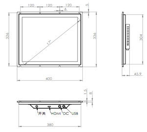 300 cd/M2 Écran tactile industriel Moniteur de 10 pouces Affichage 24 V Entrée de courant continu