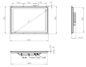 Moniteur industriel tactile capacitif réglable 17 pouces 300 cd/m2